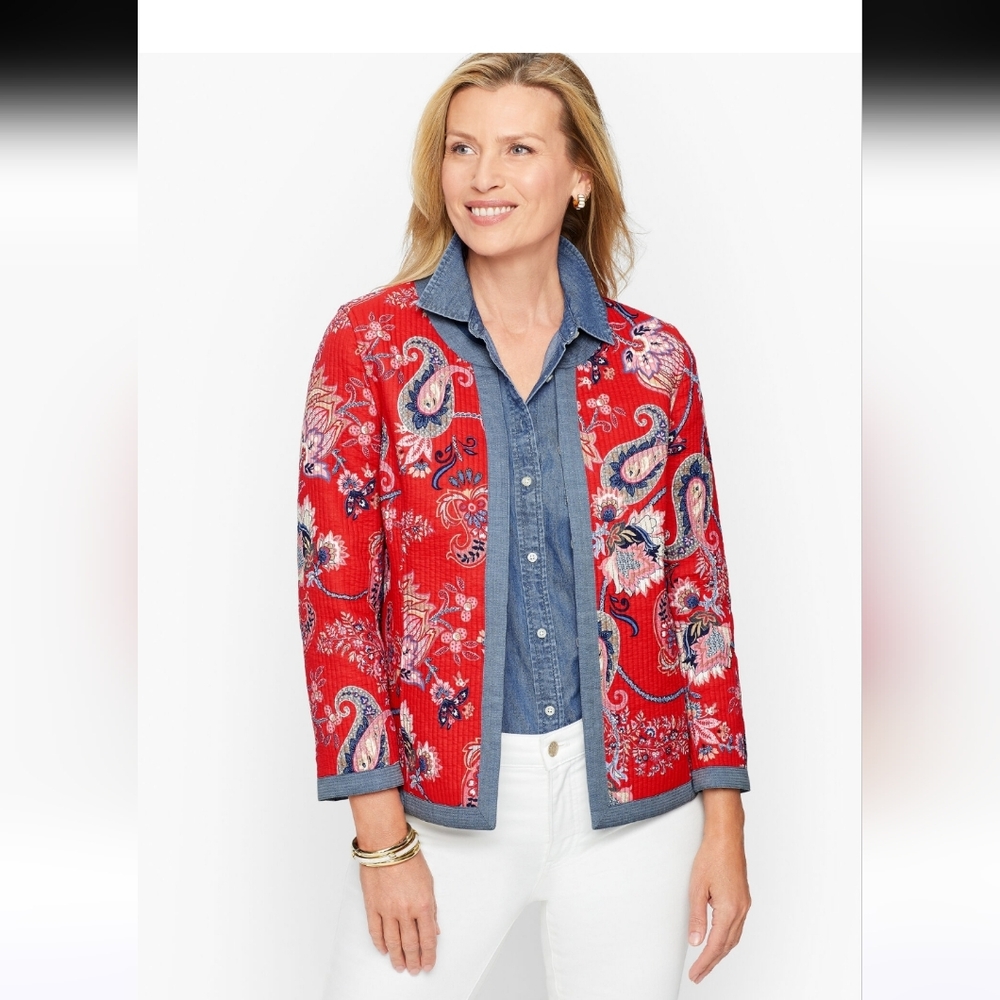 Talbots Mixed Pattern Quilted Jacket. - Picture 2 of 12